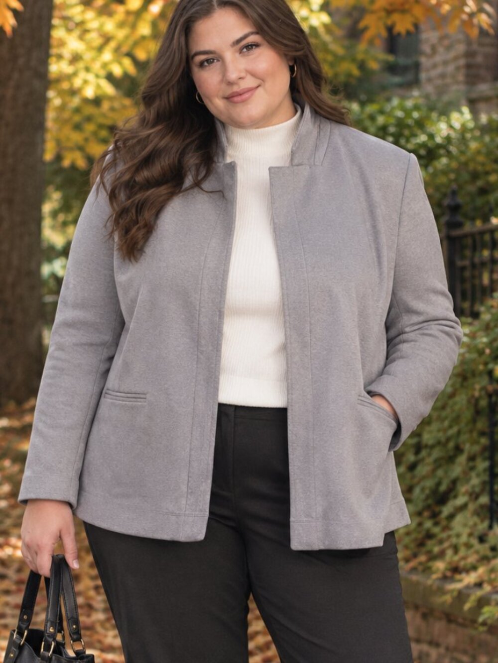 Reitmans Grey Open Front Blazer Jacket